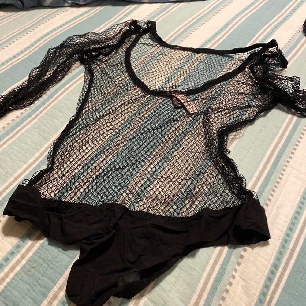 Black fish net body suit new Victoria secret